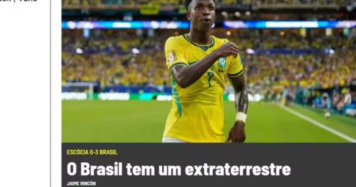Brasil 3 a 0 Escócia: Vinícius e Neymar repercutem internacionalmente