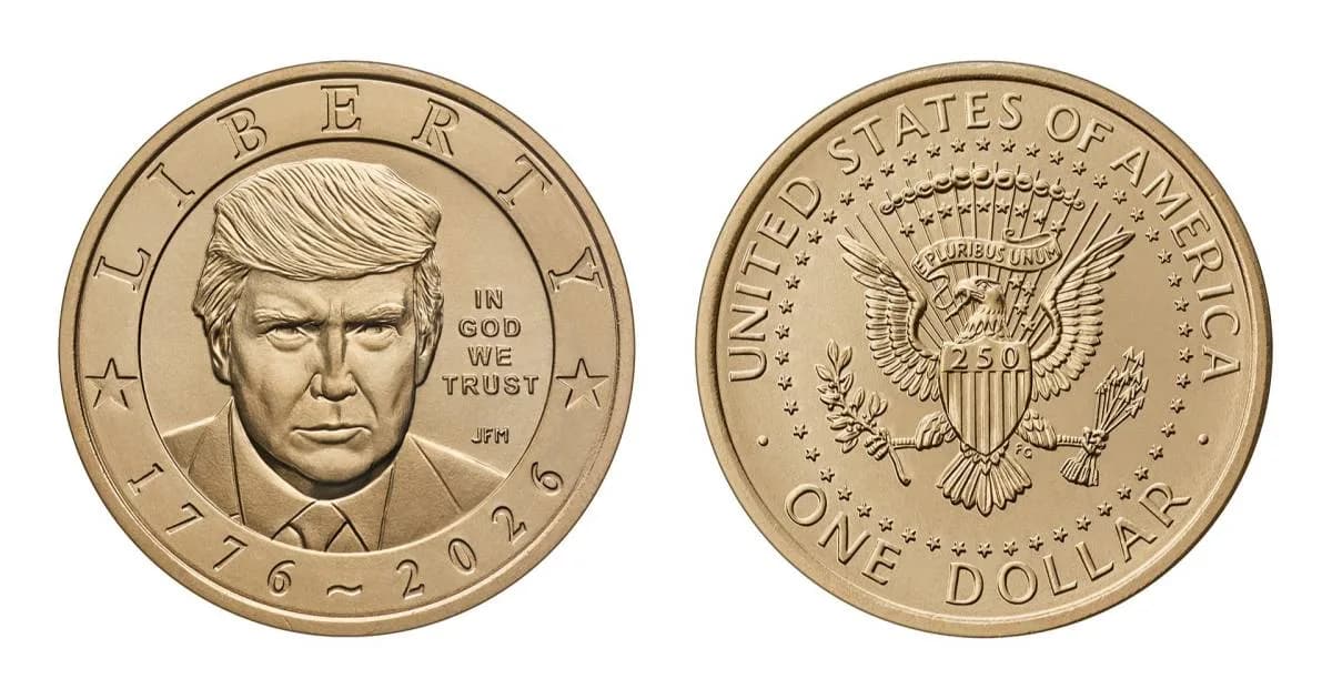 Moeda de US$ 1 com Trump é lançada para os 250 anos dos EUA