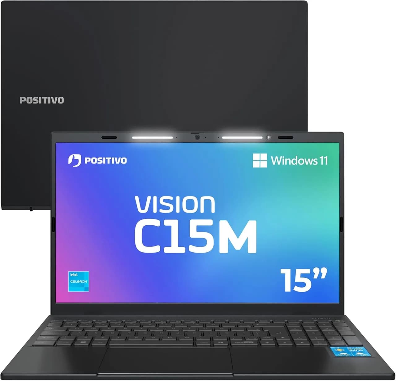 Positivo Vision C15M tem minitela 1,54 e tecla Copilot