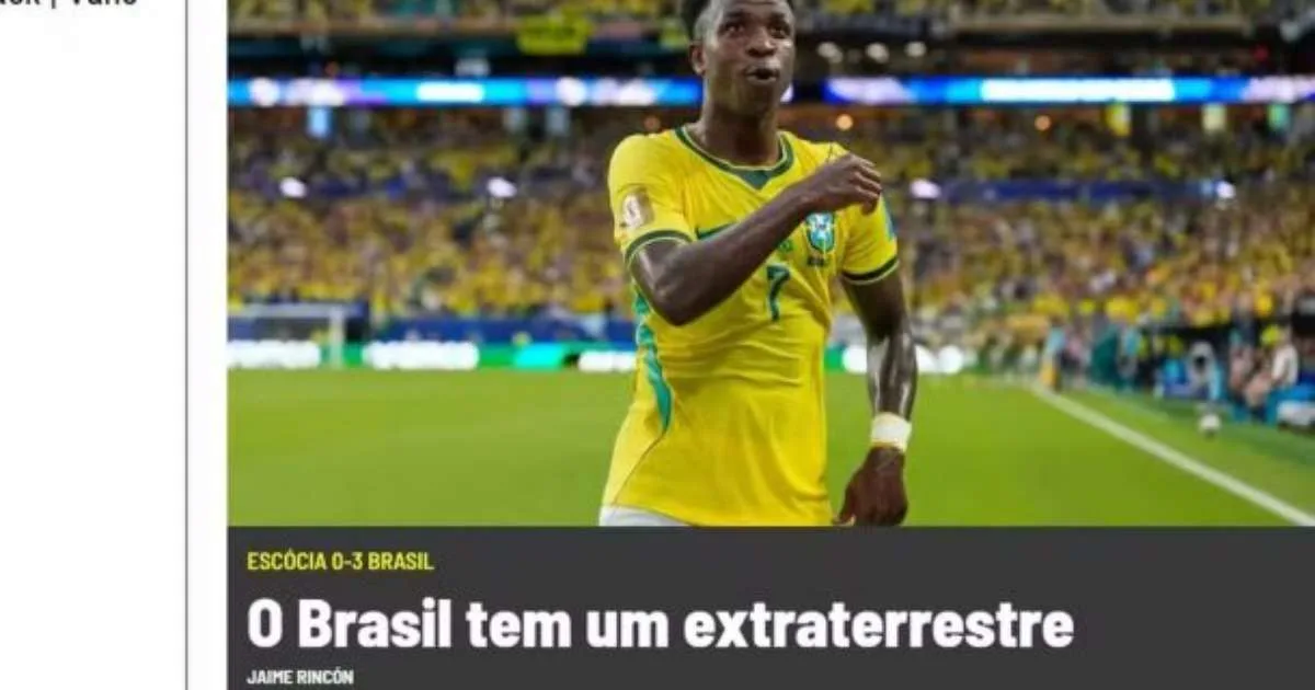 Brasil 3 a 0 Escócia: Vinícius e Neymar repercutem internacionalmente