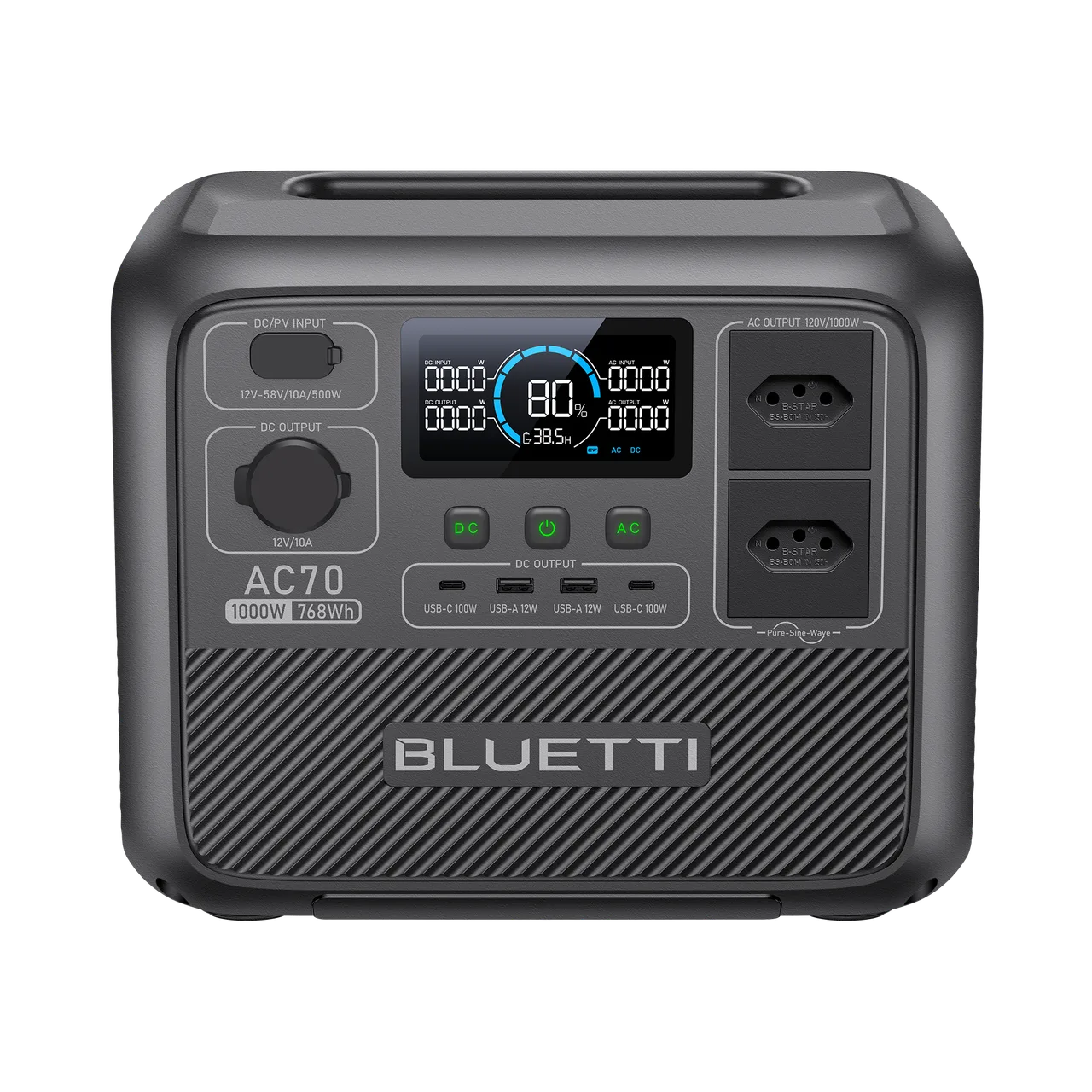 TV e soundbar conectadas ao BLUETTI AC70